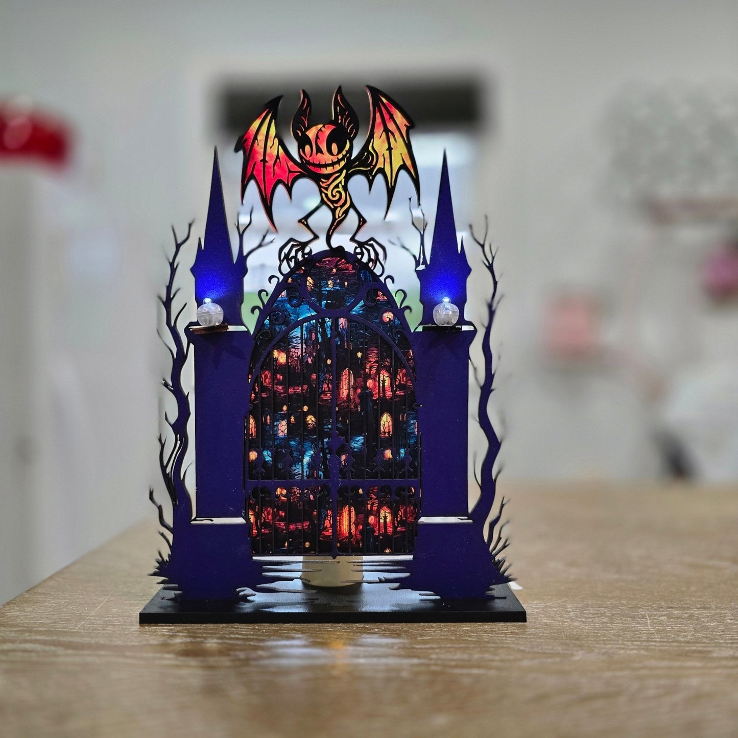 Digital Download Halloween Bat Shelf Sitter SVG - Tatter the Bat Halloween Candle Holder | Jones Laser Craft