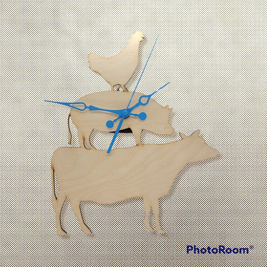 Clock Cow Pig Chicken Statue Personalized Wall Clock | Jones Laser Craft Personalized Gift