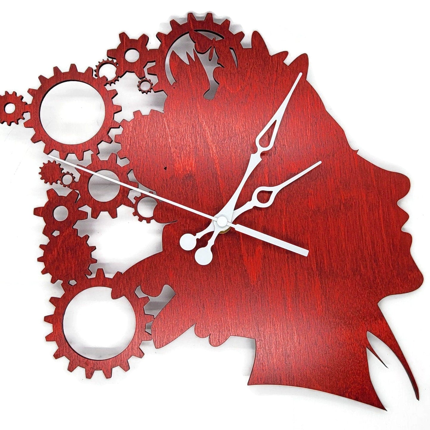 Woman and Gears Silhouette Personalized Wall Clock
