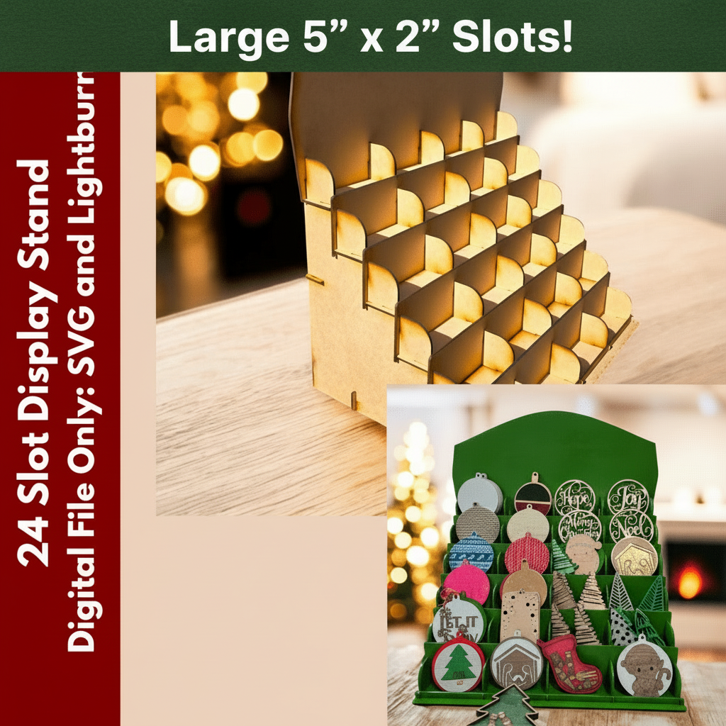 Digital Download 24 Slot Display Stand | Craft Fair Organizer – Laser Cutting SVG File | Jones Laser Craft