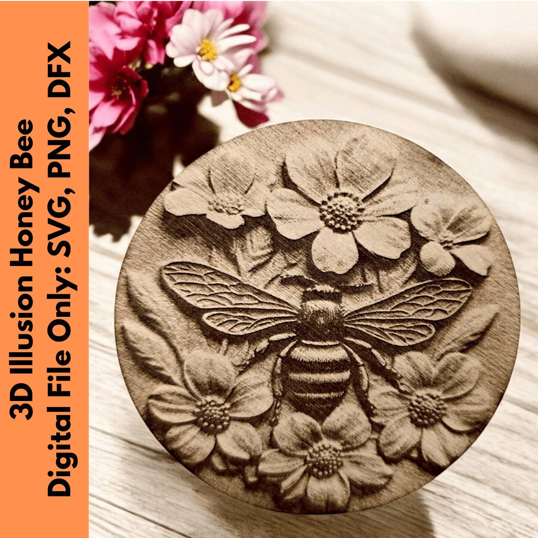 Digital Download 3D Bee Coasters PNG File | Jones Laser Craft