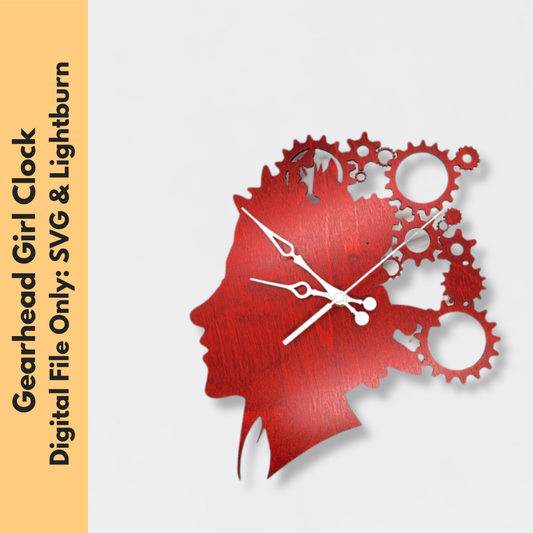 Gearhead Girl Clock SVG - Clock Digital File