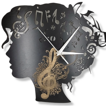 Girl with Music Notes Clock SVG - Clock Digital File