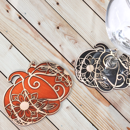 Pumpkin Coaster SVG - Fall Themed Laser Cut File for Seasonal Drink Coasters