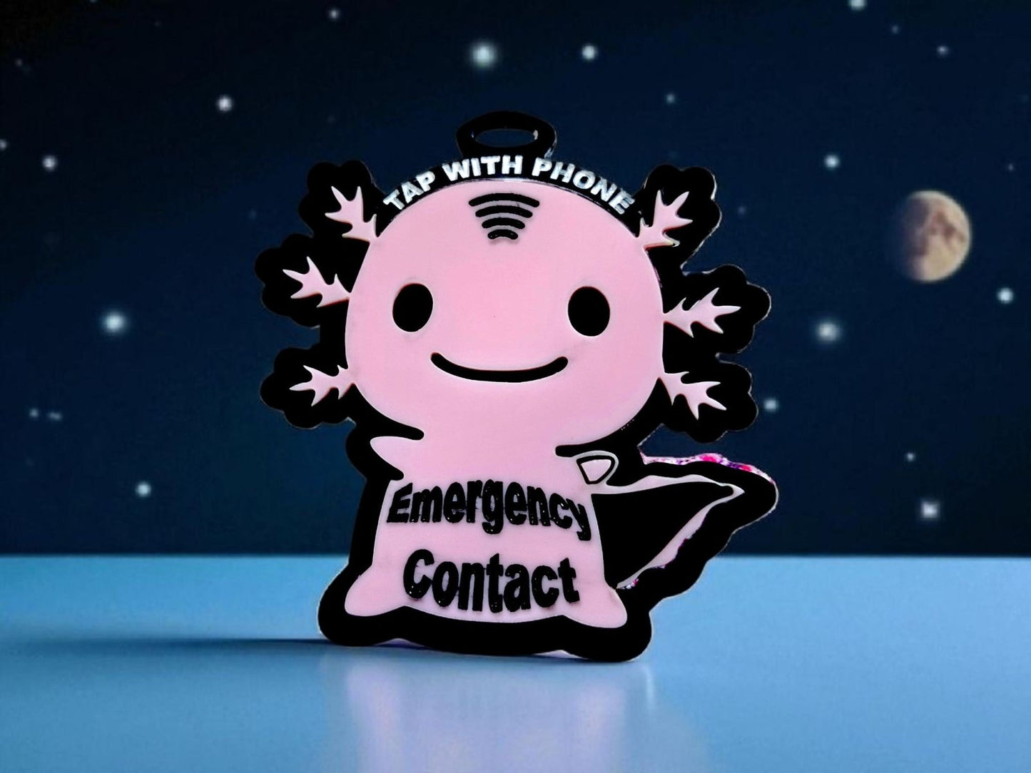 Physical Axolotl Smart Tag Digital File | Emergency Contact Backpack Tag SVG | Jones Laser Craft