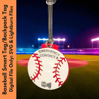 Physical Baseball SVG File - Emergency Contact Tag | Sports Clipart Digital Download | Jones Laser Craft