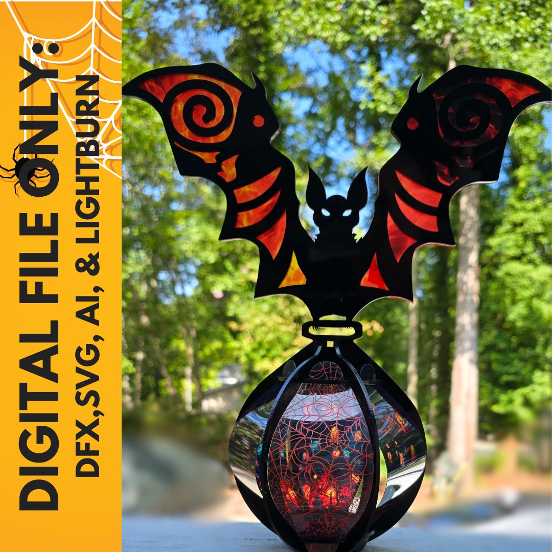 Digital Download Bat Lantern Digital Download for Halloween - Pre Order | Jones Laser Craft Personalized Gift