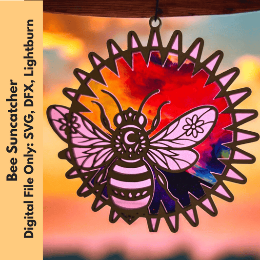 Digital Download Bee Suncatcher SVG | Laser Cut File | Father's Day SVG | Jones Laser Craft
