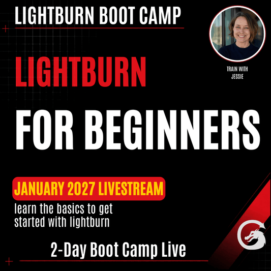 Live Stream Beginner LightBurn Boot Camp – Laser Training Livestream - January 2027 | Jones Laser Craft