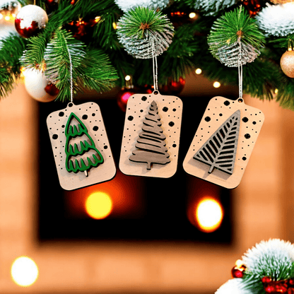 Digital Download Boho Christmas Tree Ornaments: Set of 4 Unique Holiday SVG Designs | Jones Laser Craft