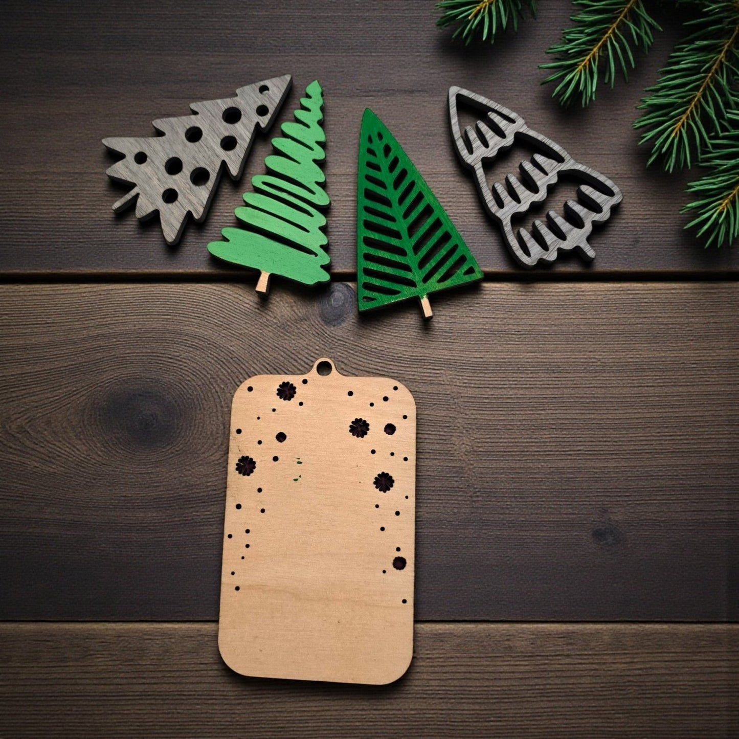 Digital Download Boho Christmas Tree Ornaments: Set of 4 Unique Holiday SVG Designs | Jones Laser Craft