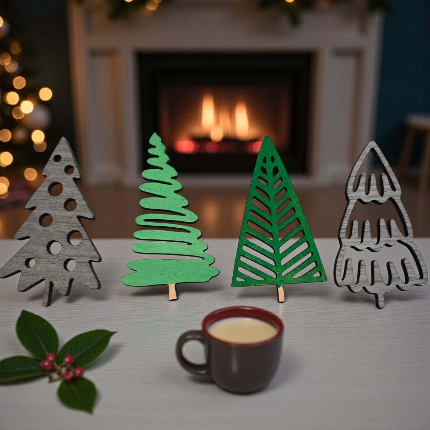 Digital Download Boho Christmas Tree Ornaments: Set of 4 Unique Holiday SVG Designs | Jones Laser Craft