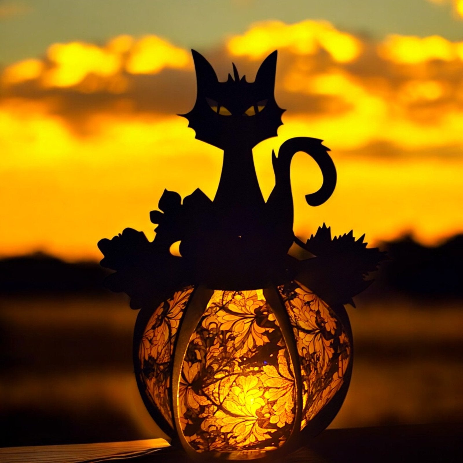 Digital Download Cat Halloween Lantern - Digital Download for Halloween | Jones Laser Craft