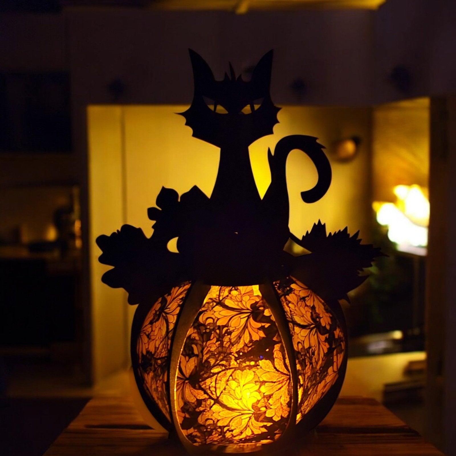 Digital Download Cat Halloween Lantern - Digital Download for Halloween | Jones Laser Craft