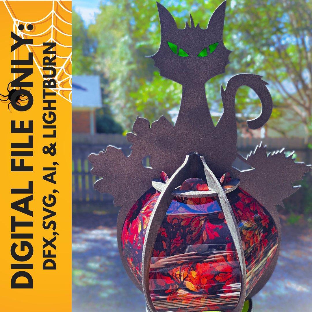 Digital Download Cat Halloween Lantern - Digital Download for Halloween | Jones Laser Craft