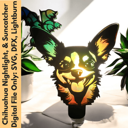 Digital Download Chihuahua Nightlight and Suncatcher SVG Bundle | Jones Laser Craft