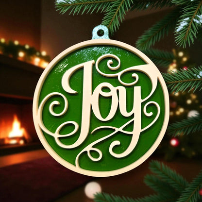 Digital Download Christmas Greetings Ornament Set - Joy, Hope, Merry Christmas Ornament SVG | Jones Laser Craft
