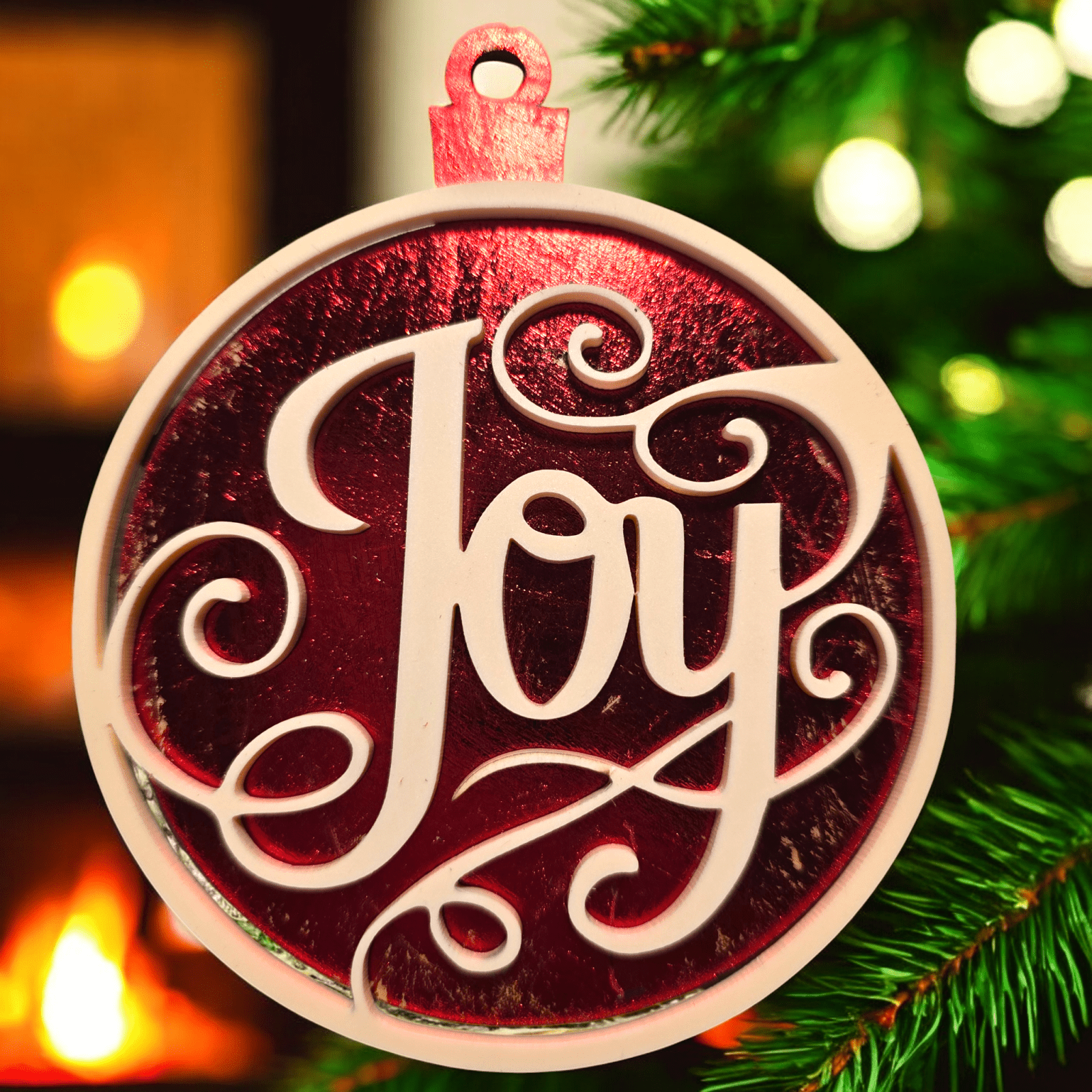 Digital Download Christmas Greetings Ornament Set - Joy, Hope, Merry Christmas Ornament SVG | Jones Laser Craft