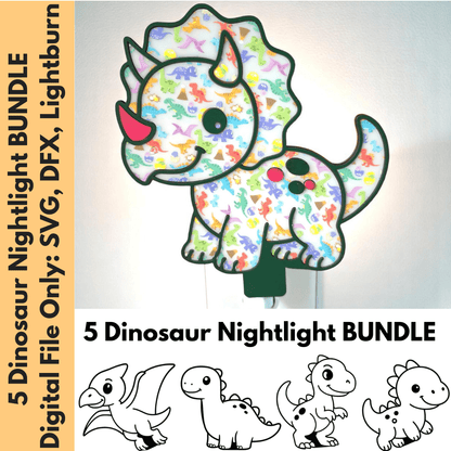 Digital Download Dinosaur Nightlight SVGs Bundle| Kids Room Nightlight Bundle| Proven Seller SVG | Jones Laser Craft