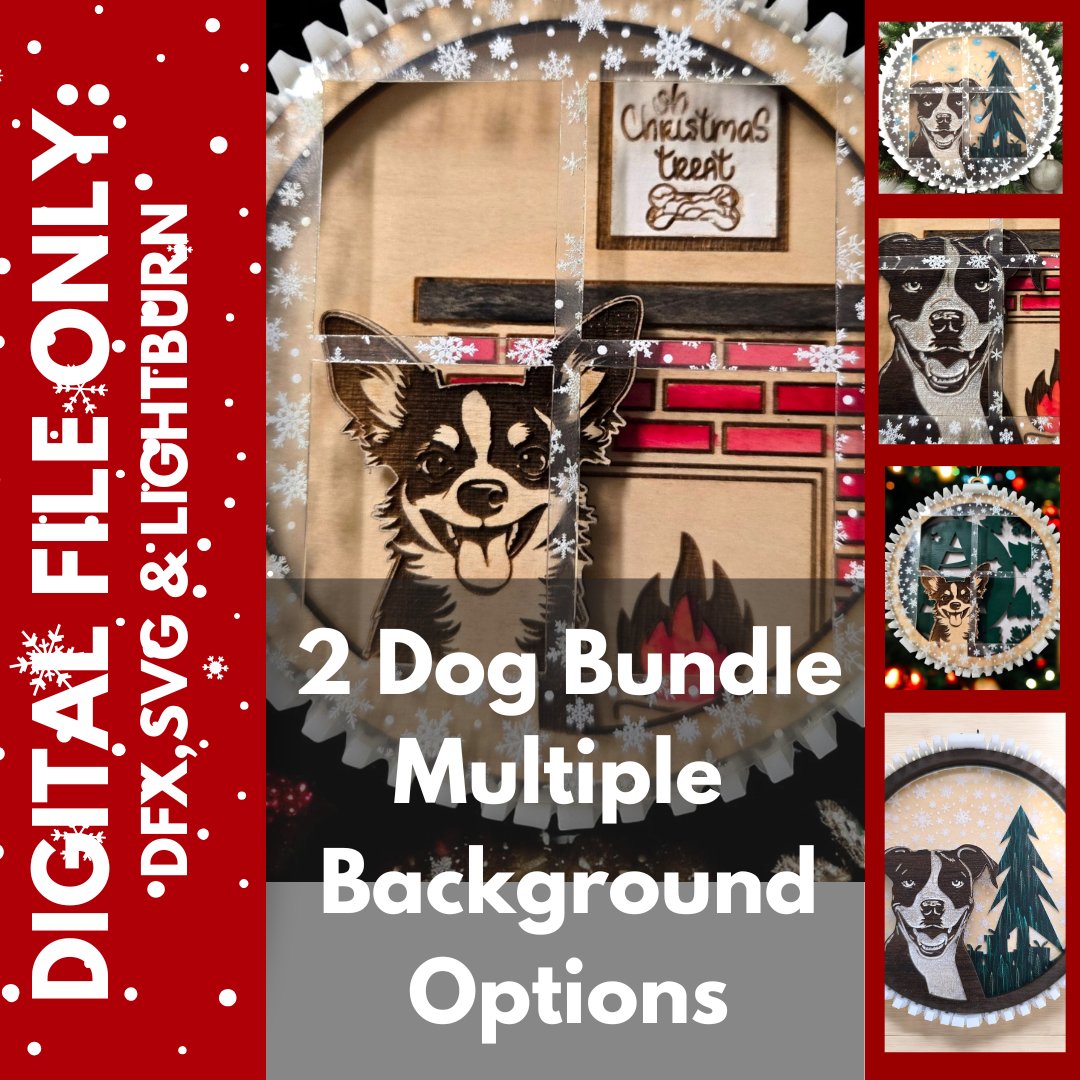 Digital Download Dog Christmas Ornament Bundle | Jones Laser Craft