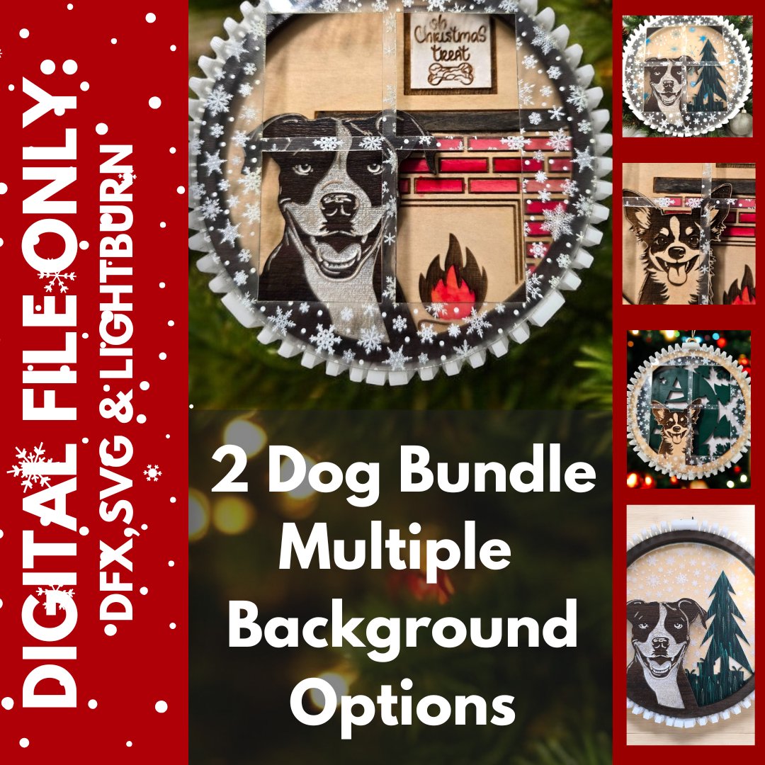 Digital Download Dog Christmas Ornament Bundle | Jones Laser Craft