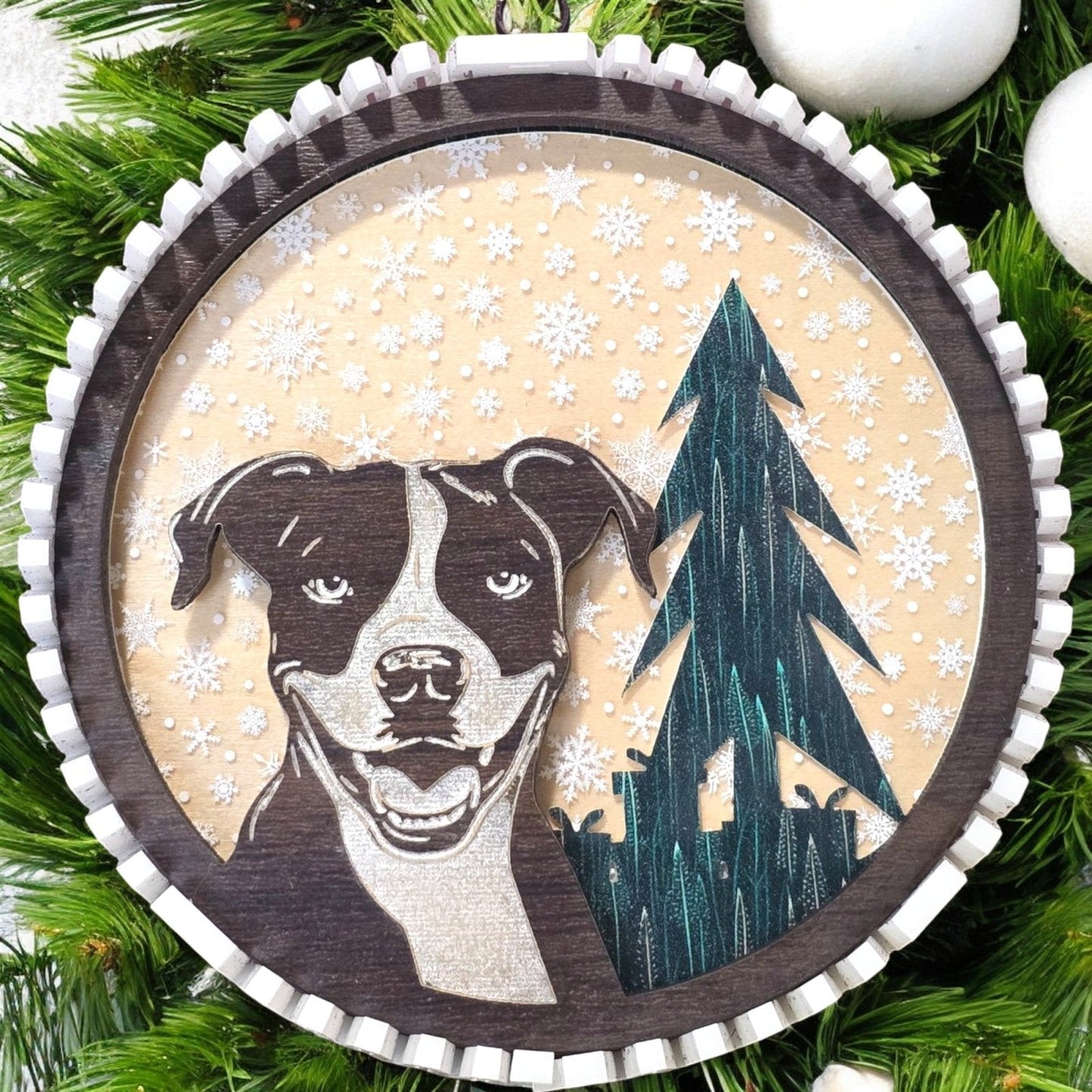 Digital Download Dog Christmas Ornament SVG - Laser Cut Files Bundle | Glowforge & xTool Digital Download | Jones Laser Craft