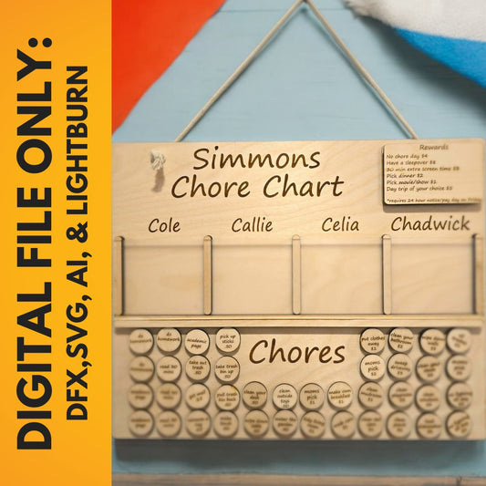 Clock Family Chore Chart - Digital File Only | Jones Laser Craft Personalized Gift