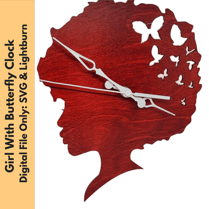 Digital Download Girl with Butterflies Clock SVG - Clock Digital File | Jones Laser Craft