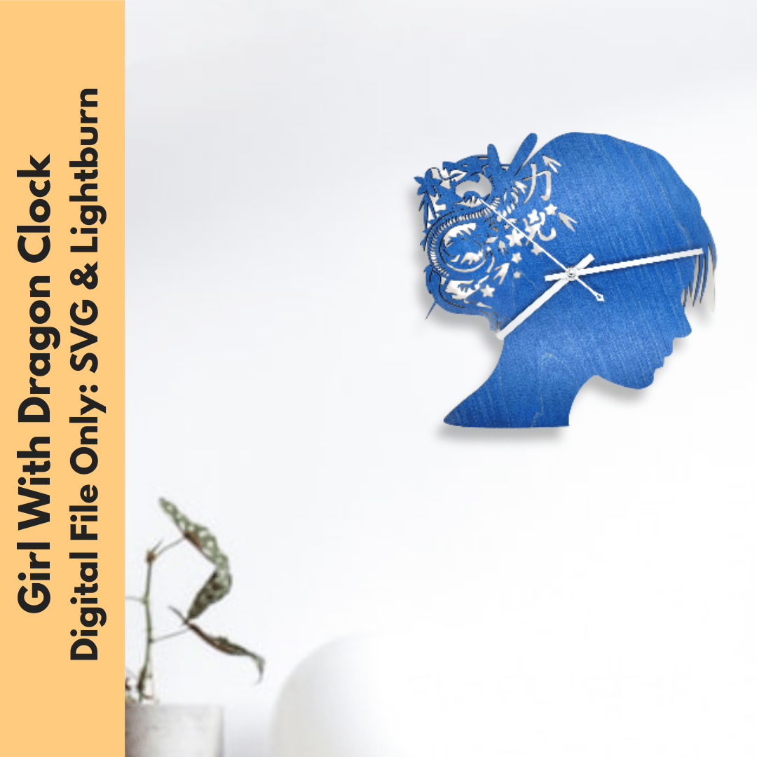 Digital Download Girl with Dragon Clock SVG - Clock Digital File | Jones Laser Craft