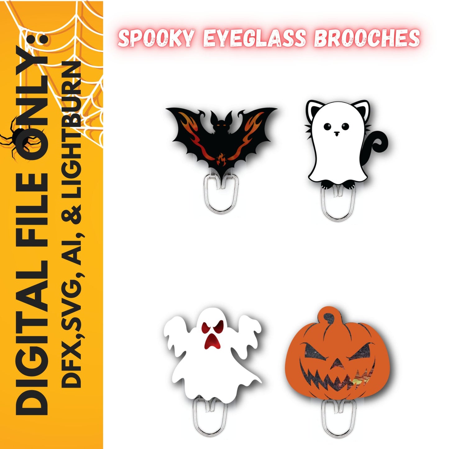 Digital Download Halloween Eyeglasses Brooches - Digital File ONLY | Jones Laser Craft