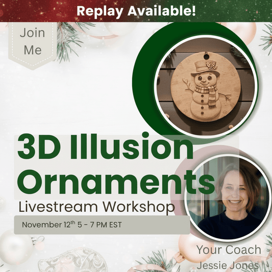 Live Stream Learn to Engrave 3D Illusions: Laser cutter Livestream Replay | Jones Laser Craft