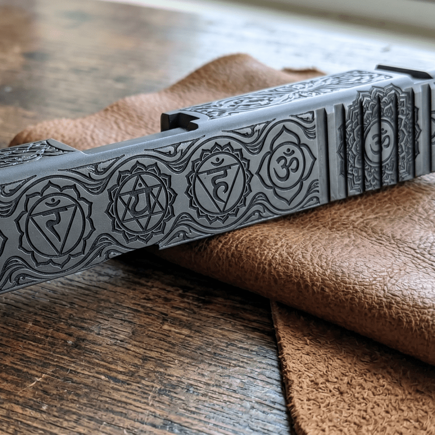 Decorative slide on a wooden surface