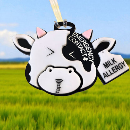 Physical Milk Allergy Allergy Smart Tag Digital File | Emergency Contact Cow Backpack Tag SVG | Jones Laser Craft
