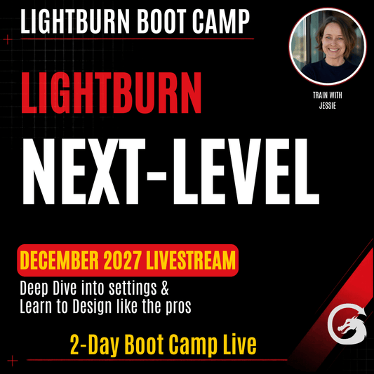 Live Stream Next-Level LightBurn Boot Camp - Material Settings and Designing Files - December Livestream | Jones Laser Craft
