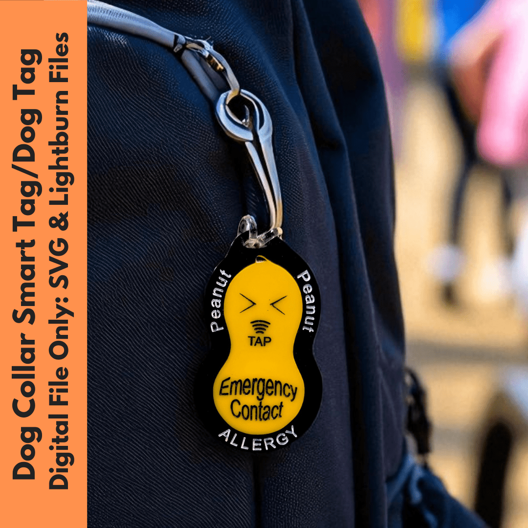 Physical Peanut Allergy Tag – Medical Alert Emergency Contact Smart Allergy Tag SVG File | Jones Laser Craft