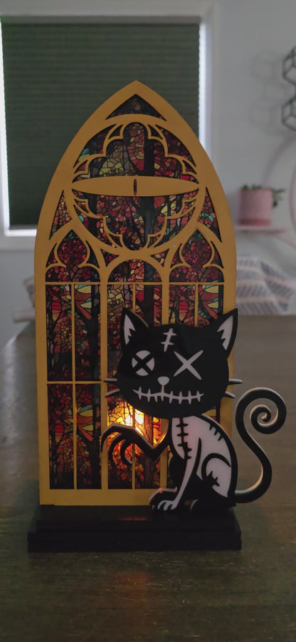 Halloween Black Cat SVG - Stitched Cat Design | Digital Laser Cut Files for Spooky Halloween Decor