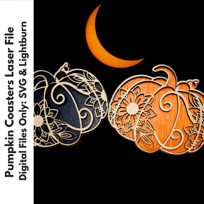 Digital Download Pumpkin Coaster SVG File | Fall Coasters Laser Cut File | Jones Laser Craft