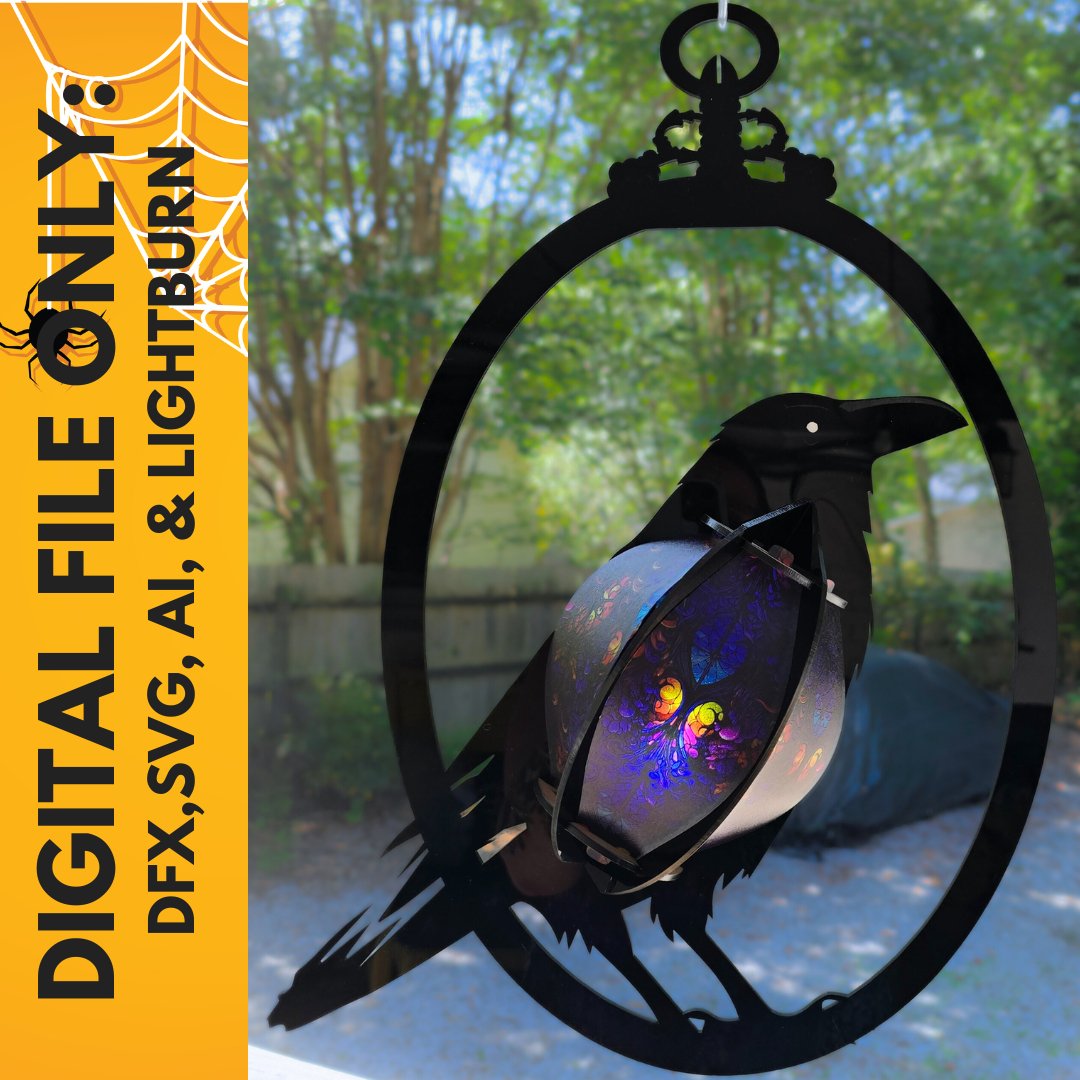 Digital Download Raven Halloween Lantern Digital Download | Jones Laser Craft Personalized Gift