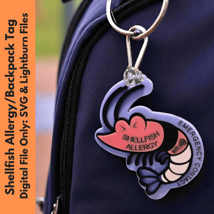 Physical Shellfish Allergy Medical Contact Tag SVG – Digital Tag File for Kids Backpack & Custom Luggage | Jones Laser Craft