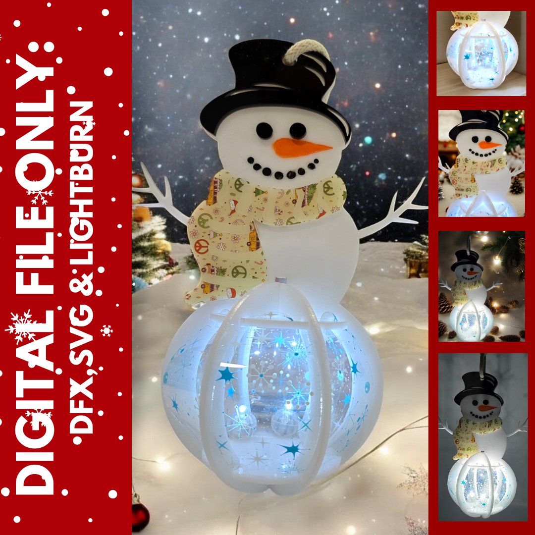 Digital Download Snowman Ornament Christmas Snowman Lantern | Jones Laser Craft