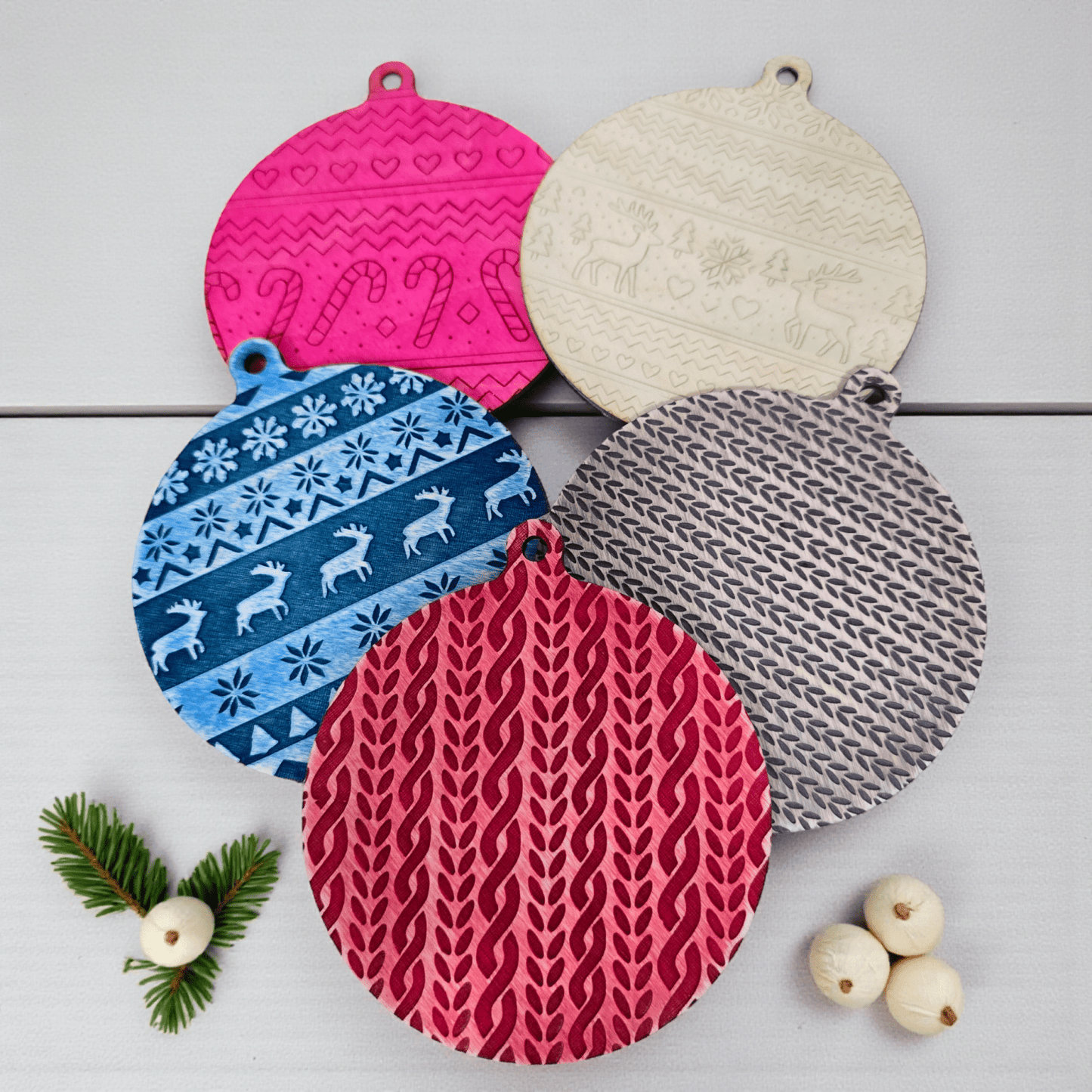 Digital Download Sweater Pattern Ornament Bundle - Christmas Ornament SVG Bundle | Jones Laser Craft