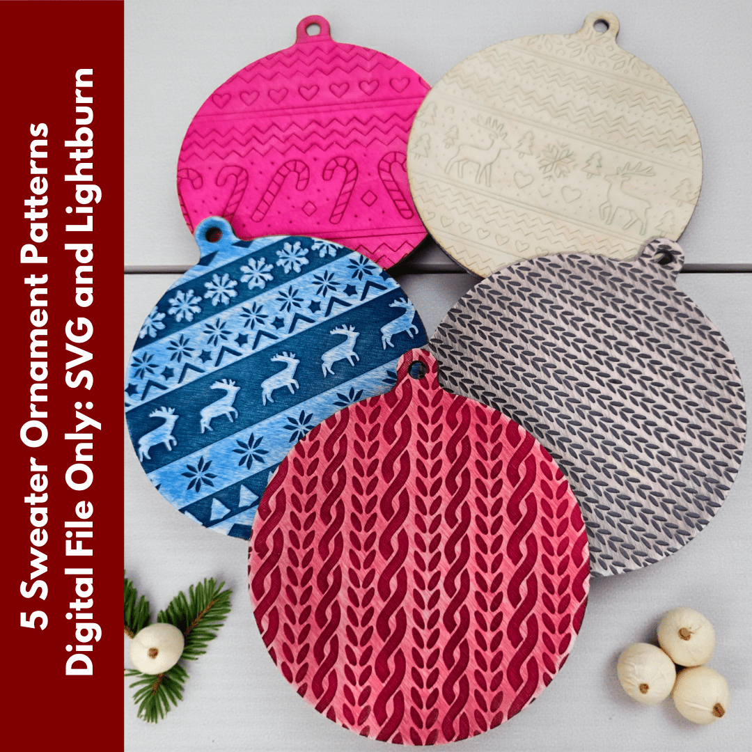 Digital Download Sweater Pattern Ornament Bundle - Christmas Ornament SVG Bundle | Jones Laser Craft