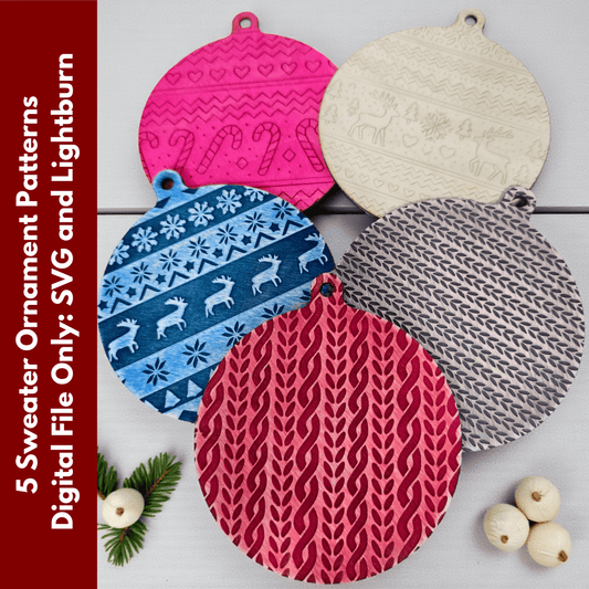 Digital Download Sweater Pattern Ornament Bundle - Christmas Ornament SVG Bundle | Jones Laser Craft