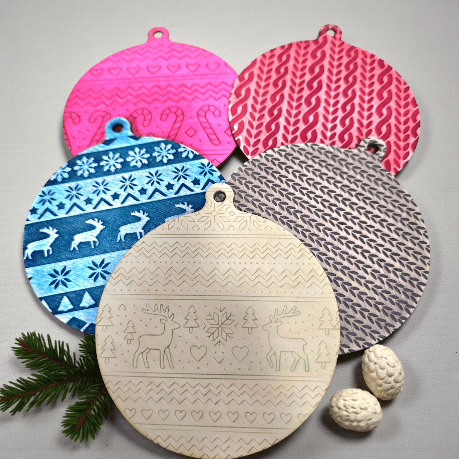 Digital Download Sweater Pattern Ornament Bundle - Christmas Ornament SVG Bundle | Jones Laser Craft