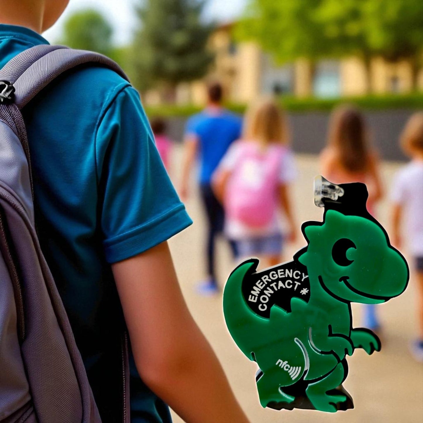 Physical T - Rex Emergency Tag | Dinosaur Backpack Tag SVG - Kids Safety & School ID | Jones Laser Craft