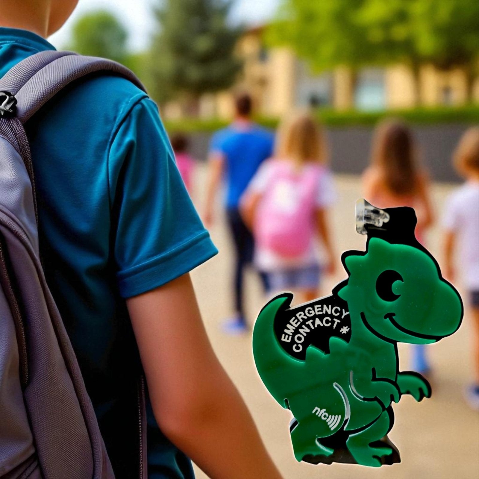 Physical T - Rex Emergency Tag | Dinosaur Backpack Tag SVG - Kids Safety & School ID | Jones Laser Craft