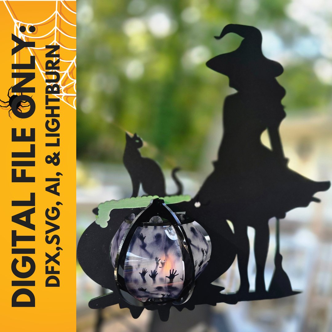 Digital Download Witch and Cauldron Digital File | Jones Laser Craft Personalized Gift