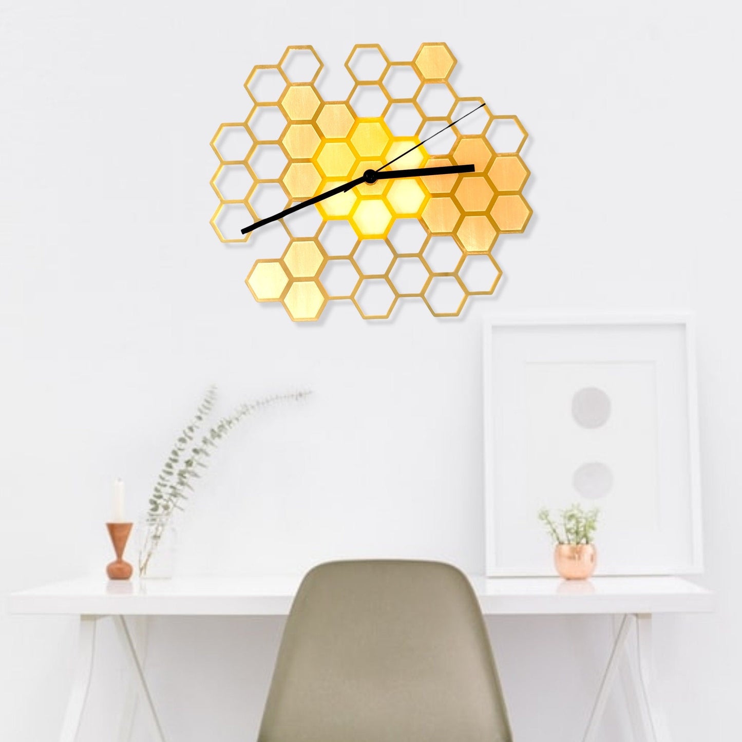 Wall Clocks Honeycomb Personalized Wall Clock Handmade | Jones Laser Craft Personalized Gift