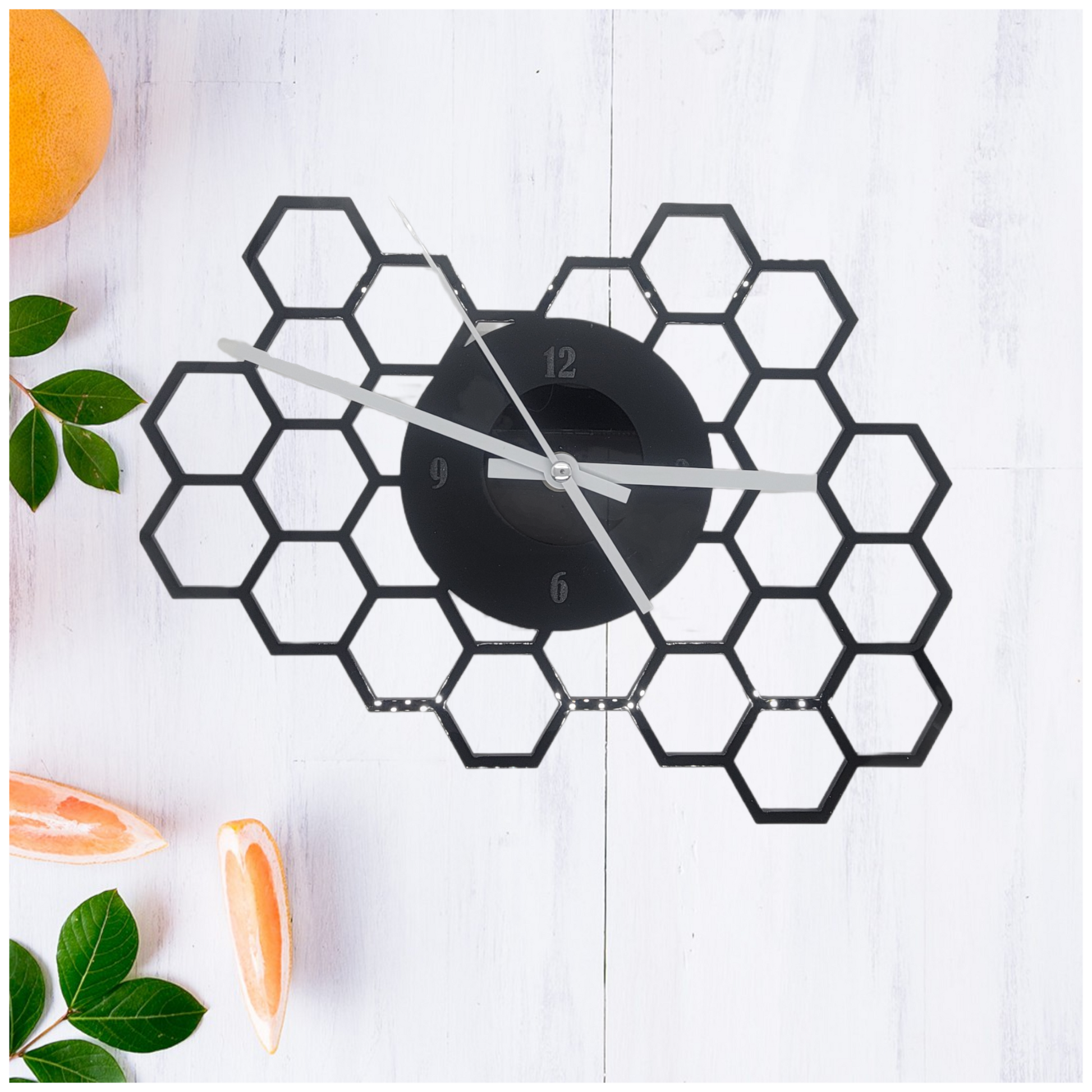 Clock Yellow Honeycomb Personalized Wall Clock | Jones Laser Craft Personalized Gift