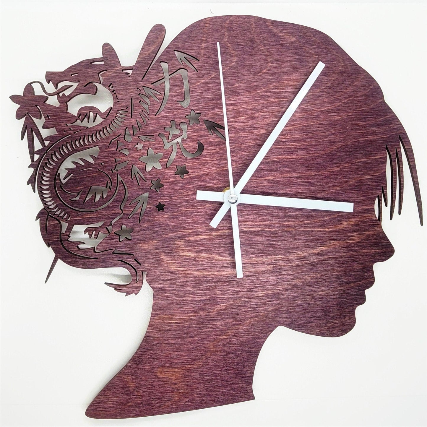 Woman and Dragon Silhouette Personalized Wall Clock